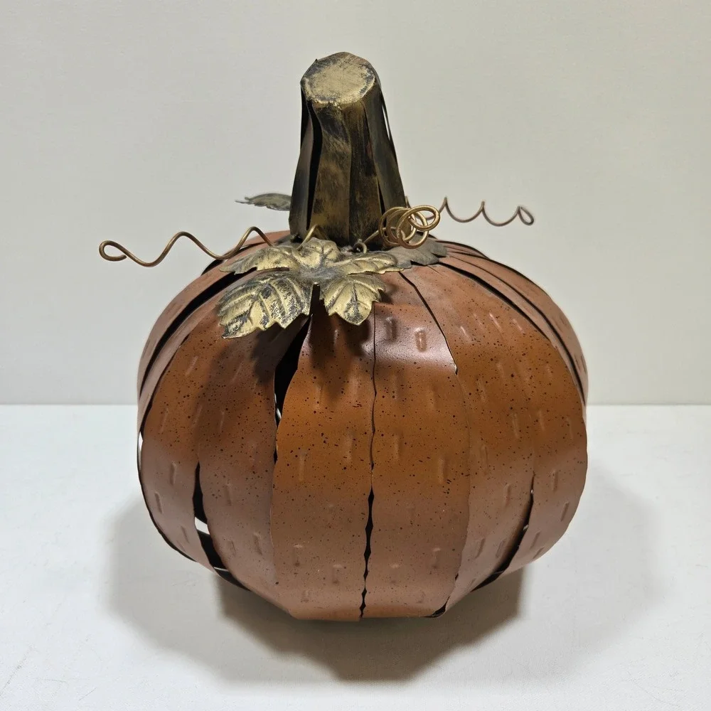 Rustic Strip Metal Pumpkin Decor Slatted Farmhouse Fall Art Halloween Harvest